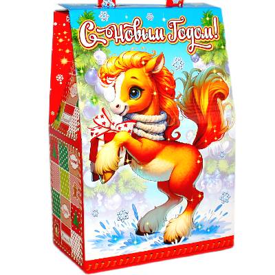 Детский новогодний подарок в картонной упаковке весом 1550 грамм