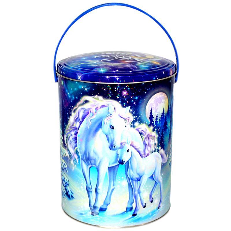 Детский подарок на Новый Год в жестяной упаковке весом 1000 грамм