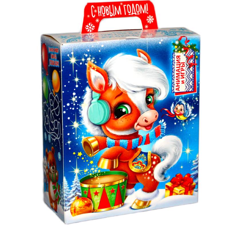 Сладкий новогодний подарок в картонной упаковке весом 750 грамм